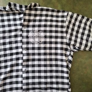 NPC Activewear USA Muscle 3/4 sleeve button down plaid flannel bodybuilding top